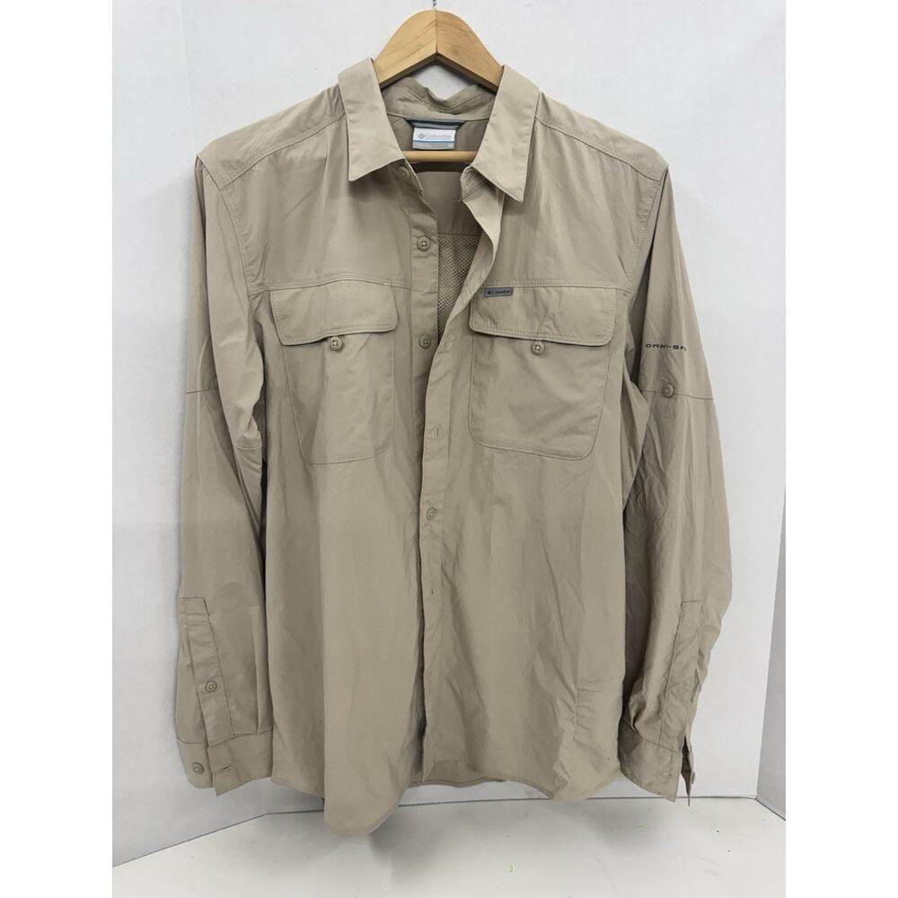 Columbia Button Down Shirt Mens PFG Size M Omni Shade Vented Long Sleeve Fish